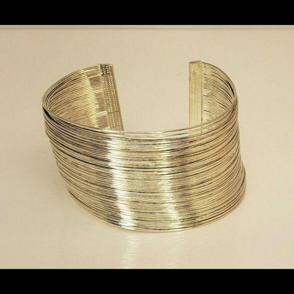 Silver Plated Multi Strand Wire Cuff Formed Bracelet